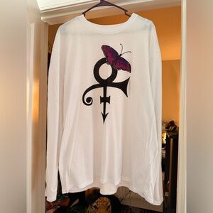 Gildan White Long Sleeve with Purple Butterfly Graphic